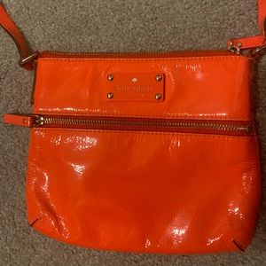 Kate Spade patent leather neon orange crossbody handbag